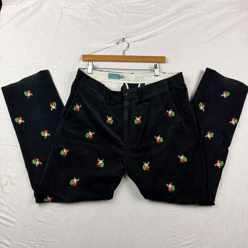 Castaway Nantucket Island Mens Navy Corduroy Santa Claus Embroidered Pants 3